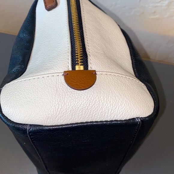 FOSSIL 3 Tone Black/White/Brown Buttery Soft Leather Satchel/Shoulder EUC - Picture 9 of 17